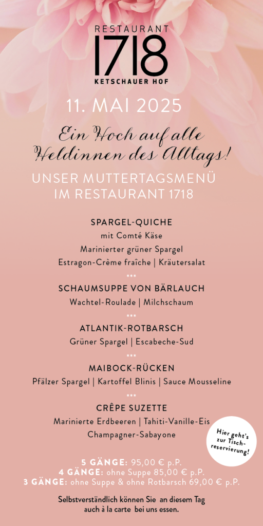 Pop Up zum Muttertagsmenü im Restaurant 1718
