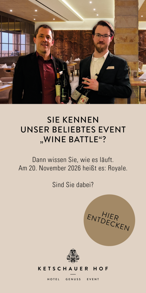 Das Pop Up führt zu unserem Event "Wine Battle" am 20. November 2026. Folgen Sie die Button und erfahren Sie mehr.